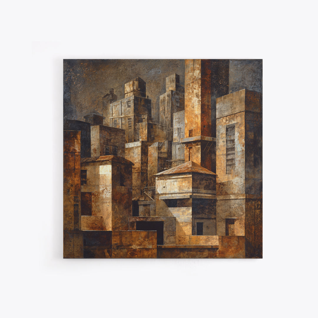 Industrial City Skyline Canvas Print, Industrial Art, Printables, Living Room Decor, Abstract Art, Foundry, Industrial Decor, IND-1x1-36