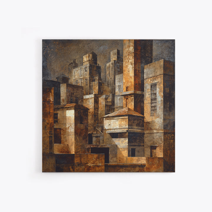 Industrial City Skyline Canvas Print, Industrial Art, Printables, Living Room Decor, Abstract Art, Foundry, Industrial Decor, IND-1x1-36