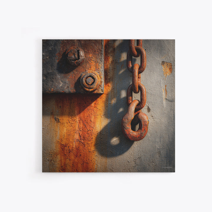 Chain and Hook Still Life Framed Canvas Print, Industrial Art, Room Decor, Living Room Decor, Fine Art, Foundry, Printables, IND-1x1-40