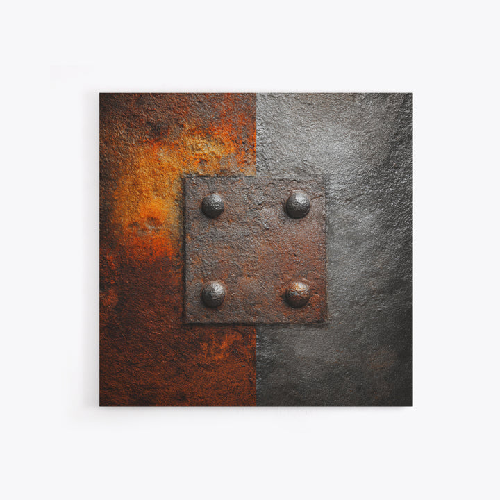 Riveted Metal Panel Texture Study Framed Canvas Print, Industrial Art, Gallery Decor, Living Room Decor, Fine Art, Foundry, IND-1x1-46