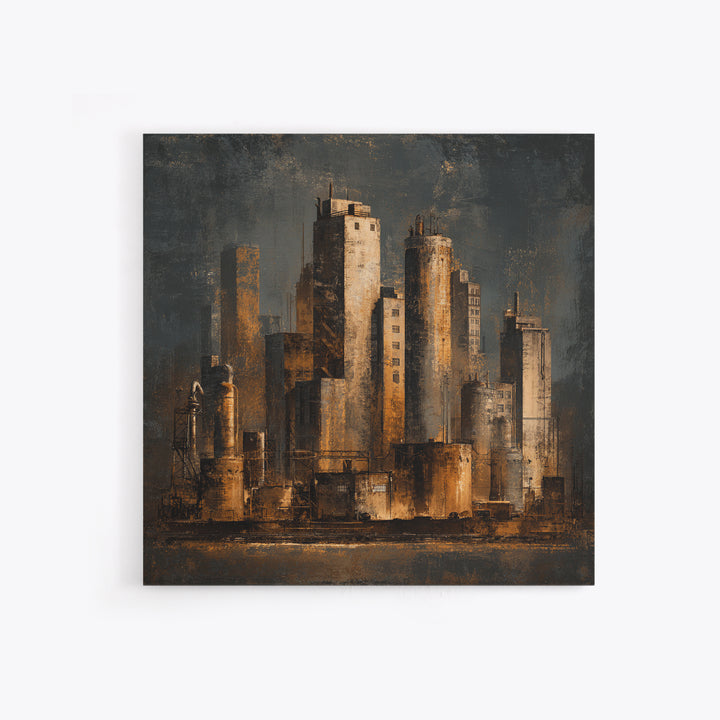 Industrial City Skyline Canvas Print, Industrial Art, Modern Art, Living Room Decor, Abstract Art, Foundry, Modern Decor, IND-1x1-60