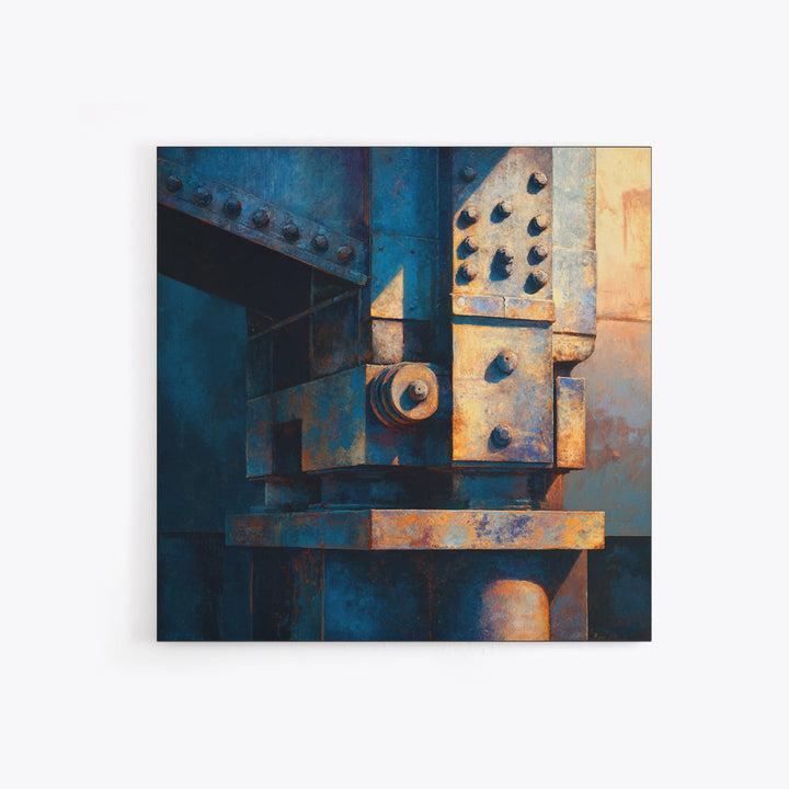Urban Rail Yard Canvas Print, Industrial Art, Living Room Decor, Watercolor Art, Foundry, Abstract Art, Textured Wall Art, IND-1x1-69