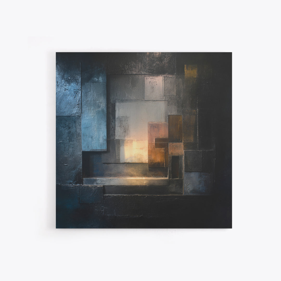 Abstract Smoke and Steel Shapes Framed Canvas Print, Industrial Art, Contemporary Art, Living Room Decor, Fine Art, Foundry, IND-1x1-72