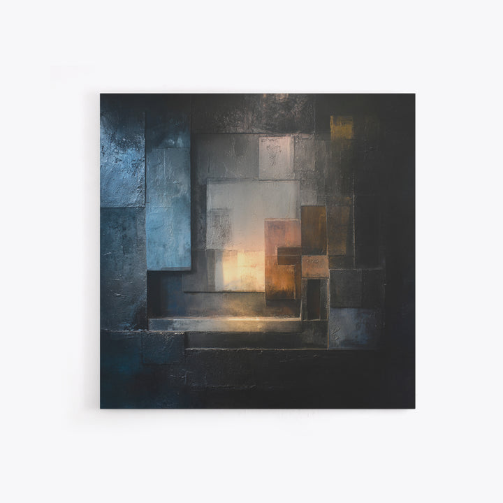 Abstract Smoke and Steel Shapes Framed Canvas Print, Industrial Art, Contemporary Art, Living Room Decor, Fine Art, Foundry, IND-1x1-72