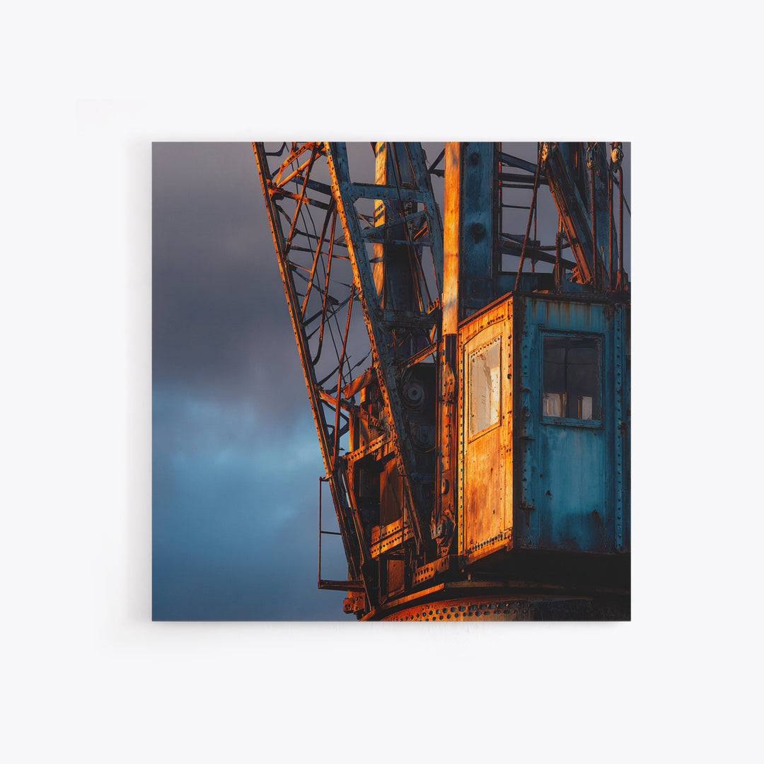 Warehouse Crane Silhouette Framed Canvas Print, Industrial Art, Luxury Decor, Living Room Decor, Oil Painting, Foundry, IND-1x1-79