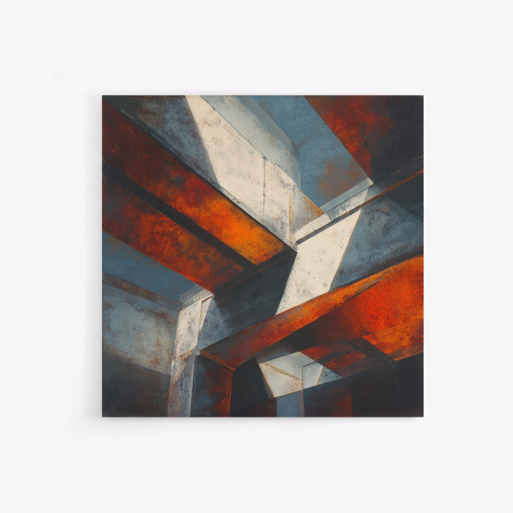 Steel Beams Crossing Like Abstract Lines Canvas Print, Industrial Art, Digital Prints, Living Room Decor, Abstract Art, Foundry, IND-1x1-89