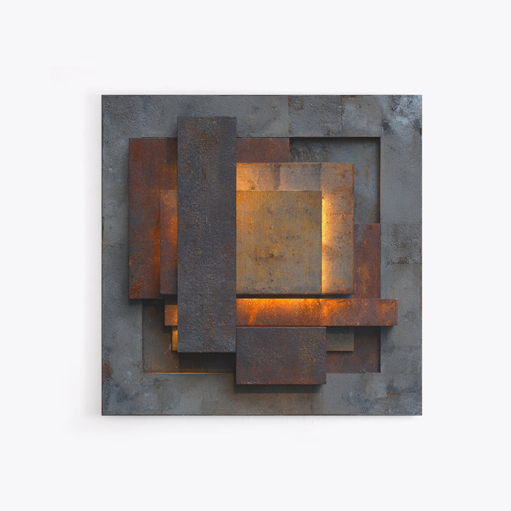 Abstract Smoke and Steel Shapes Framed Canvas Print, Industrial Art, Art Print, Living Room Decor, Abstract Art, Foundry, IND-1x1-96
