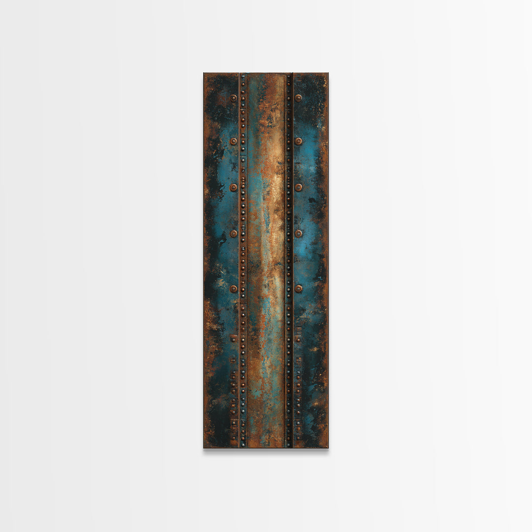 Riveted Metal Panel Texture Study Canvas Print, Industrial Art, Black and White Art, Living Room Decor, Fine Art, Foundry, IND-1x3-10