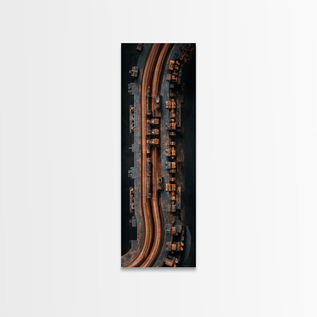 Copper Wire Coil and Tools Composition Canvas Print, Industrial Art, Abstract Art, Living Room Decor, Fine Art, Foundry, IND-1x3-32