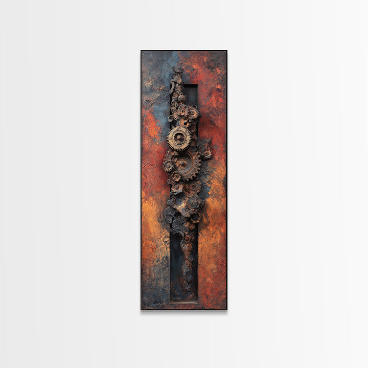 Rusted Gears Arranged as Sculptural Still Life Canvas Print, Industrial Art, Digital Prints, Living Room Decor, Foundry, IND-1x3-37