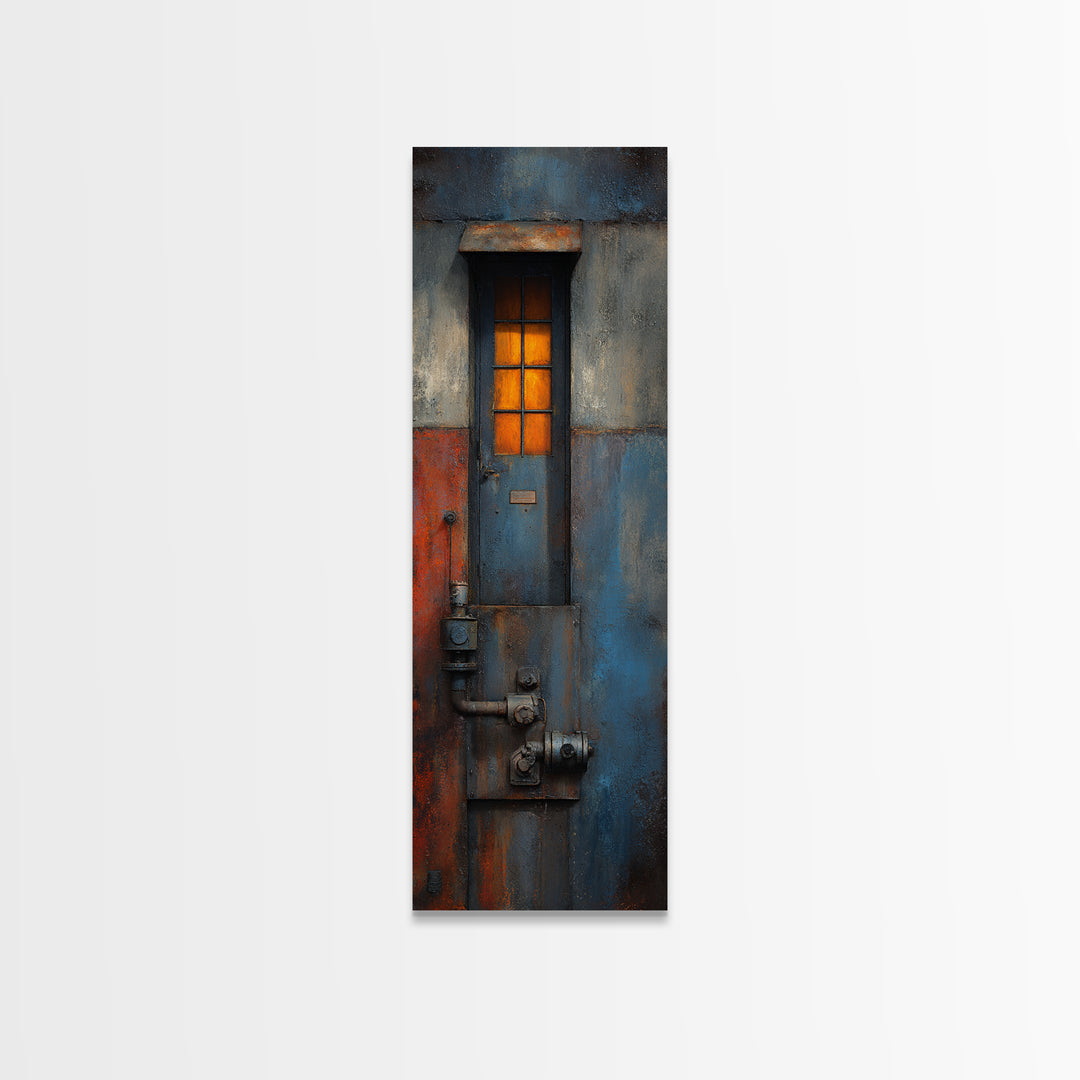 Old Factory Window Framed Canvas Print, Industrial Art, Minimalist Decor, Living Room Decor, Fine Art, Foundry, Wall Hanging, IND-1x3-62