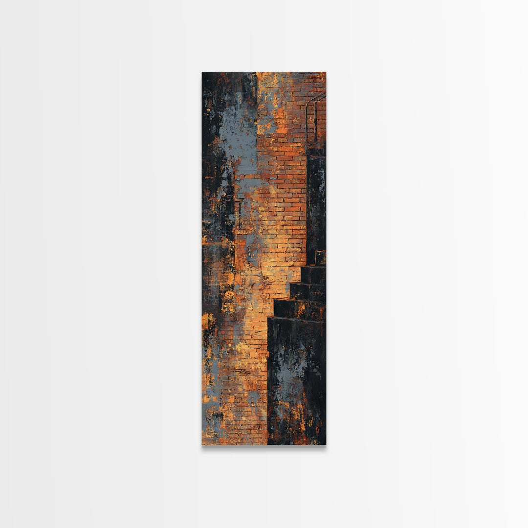 Exposed Brick Texture Abstract Framed Canvas Print, Industrial Art, Contemporary Art, Living Room Decor, Abstract Art, Foundry, IND-1x3-64