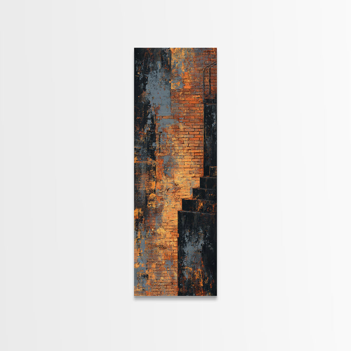 Exposed Brick Texture Abstract Framed Canvas Print, Industrial Art, Contemporary Art, Living Room Decor, Abstract Art, Foundry, IND-1x3-64