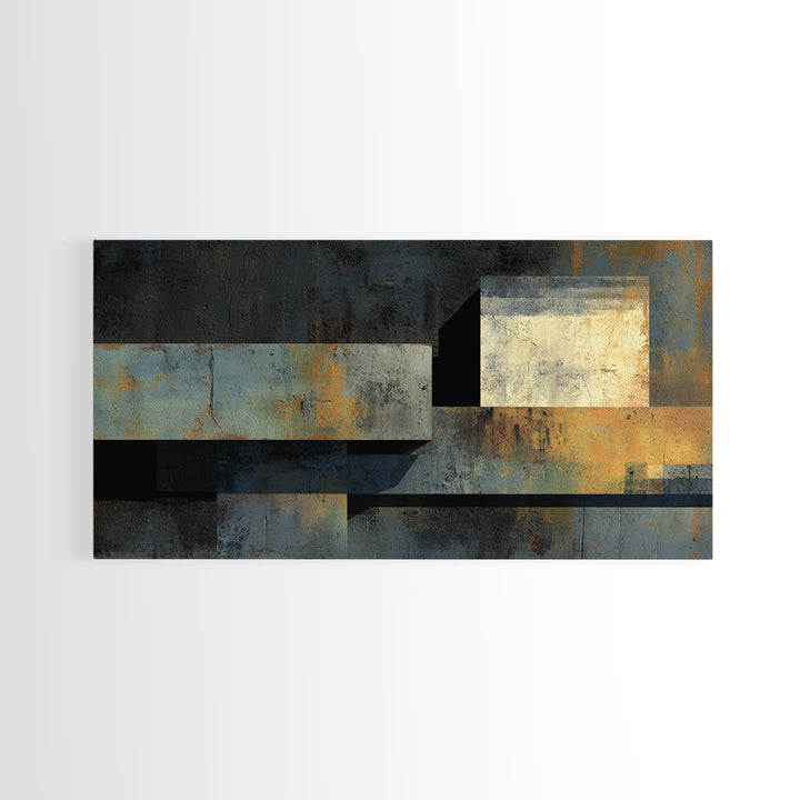 Concrete Wall Abstract Framed Canvas Print, Industrial Art, Printable Art, Living Room Decor, Abstract Art, Foundry, IND-2x1-29