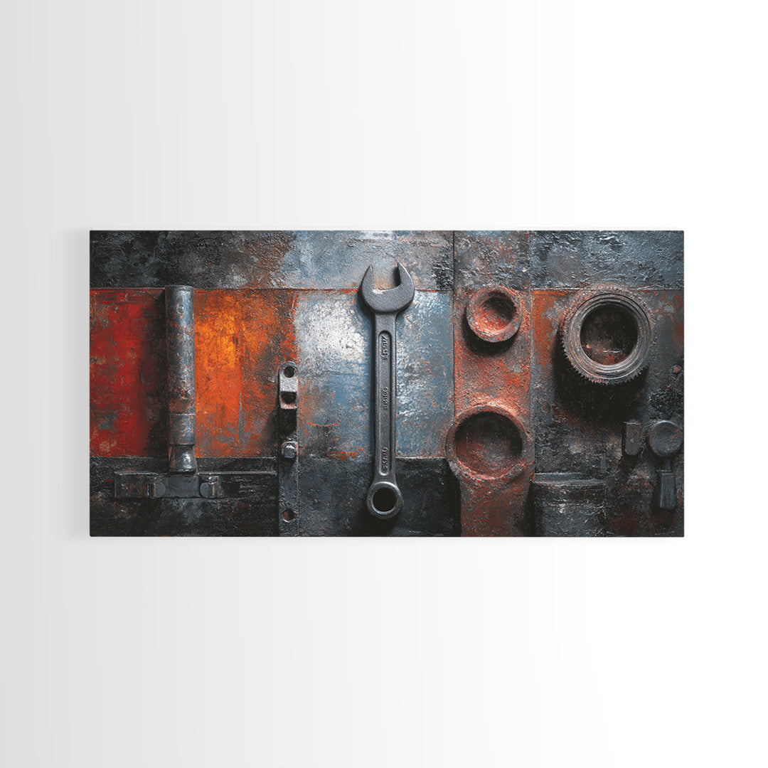 Riveted Metal Panel Texture Study Framed Canvas Print, Industrial Art, Wall Art, Living Room Decor, Fine Art, Foundry, IND-2x1-42
