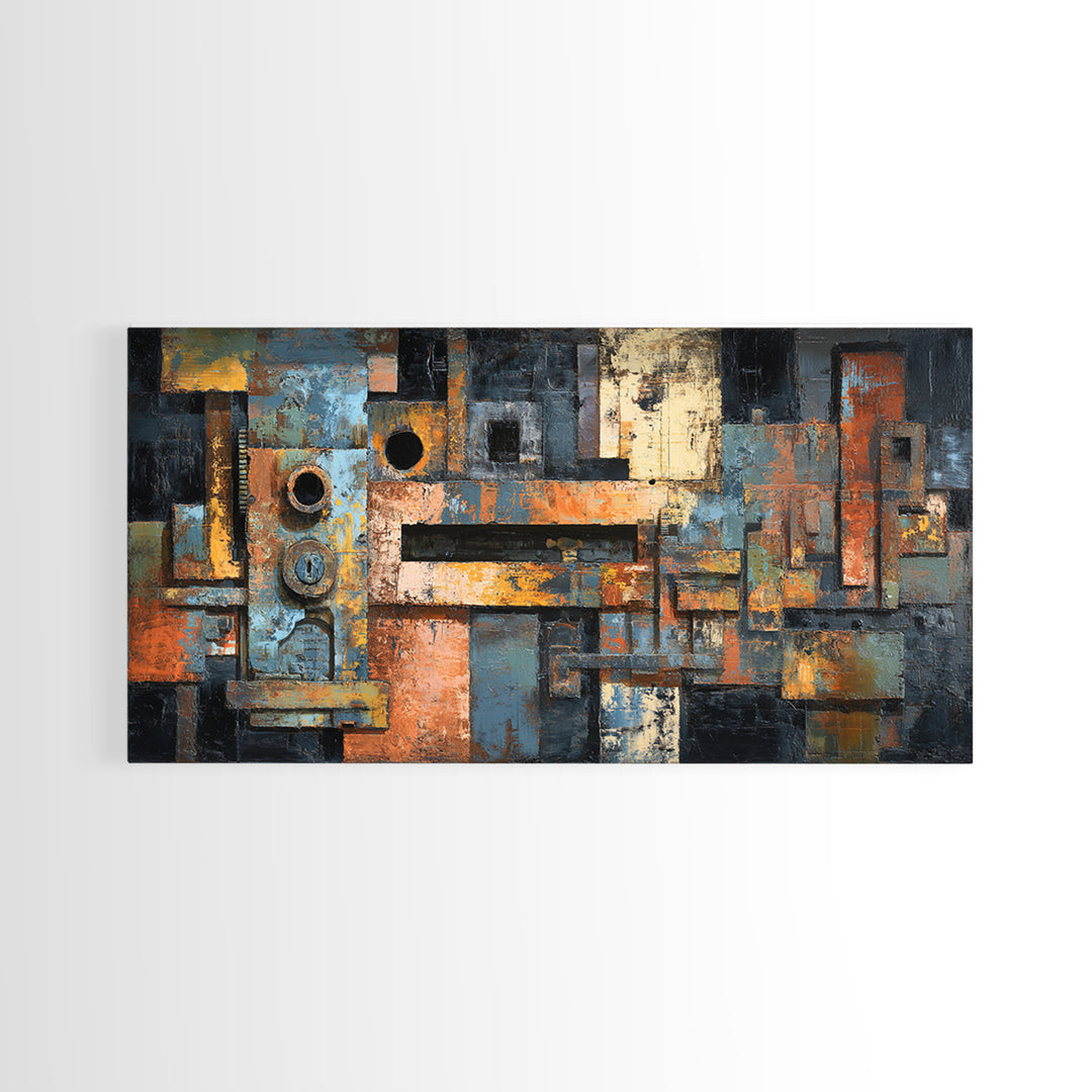 Exposed Brick Texture Abstract Canvas Print, Industrial Art, Decor, Living Room Decor, Abstract Art, Foundry, IND-2x1-48