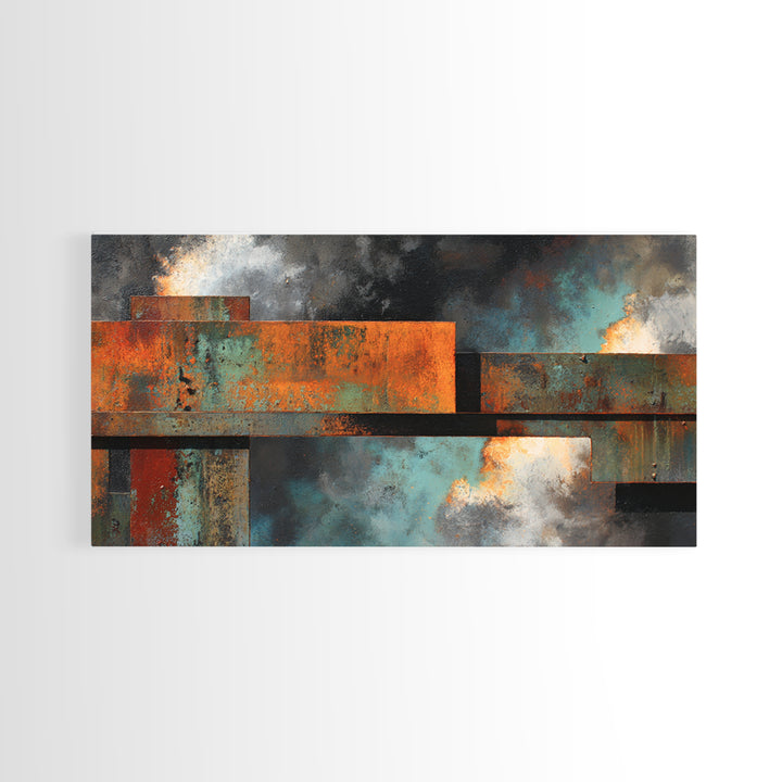 Steel Beams Crossing Like Abstract Lines Canvas Print, Industrial Art, Black and White Wall Art, Living Room Decor, Foundry, IND-2x1-61