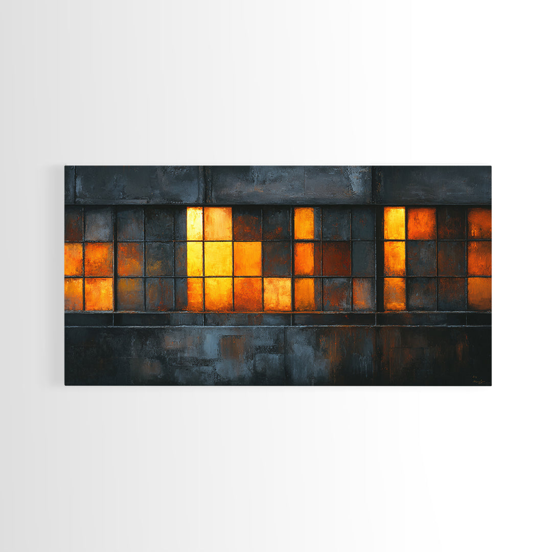 Old Factory Window Canvas Print, Industrial Art, Original Art, Living Room Decor, Fine Art, Foundry, Steampunk Decor, IND-2x1-94