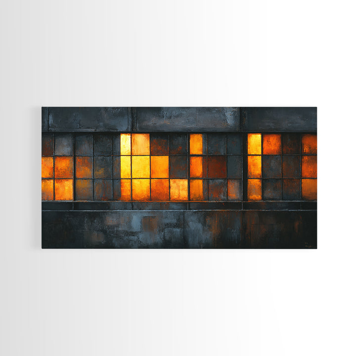 Old Factory Window Canvas Print, Industrial Art, Original Art, Living Room Decor, Fine Art, Foundry, Steampunk Decor, IND-2x1-94