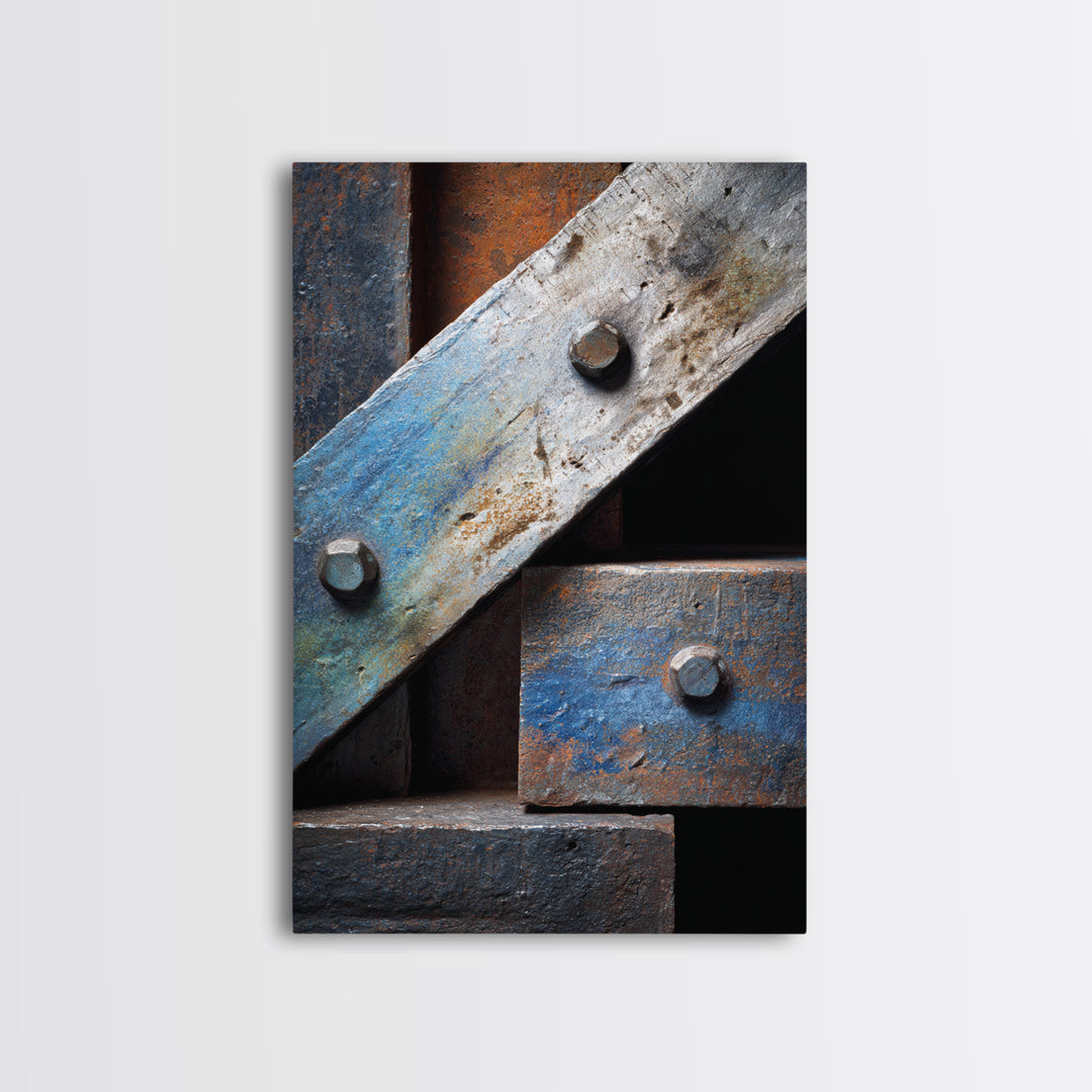 Steel Beams Crossing Like Abstract Lines Framed Canvas Print, Industrial Art, Printable Art, Living Room Decor, Foundry, IND-2x3-1