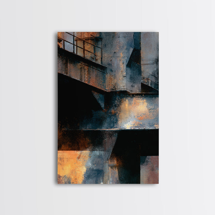 Urban Rail Yard Canvas Print, Industrial Art, Abstract Wall Art, Living Room Decor, Watercolor Art, Foundry, IND-2x3-29