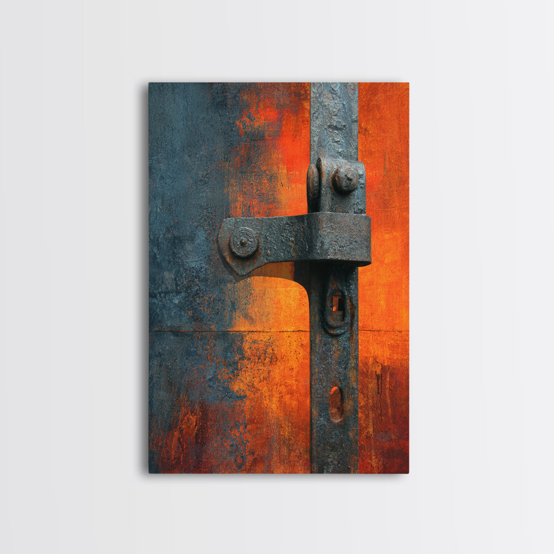Riveted Metal Panel Texture Study Framed Canvas Print, Industrial Art, Wall Decor, Living Room Decor, Fine Art, Foundry, IND-2x3-30
