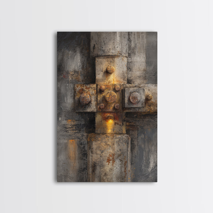 Concrete Wall Abstract Framed Canvas Print, Industrial Art, Abstract Painting, Living Room Decor, Foundry, Neutral Decor, IND-2x3-41