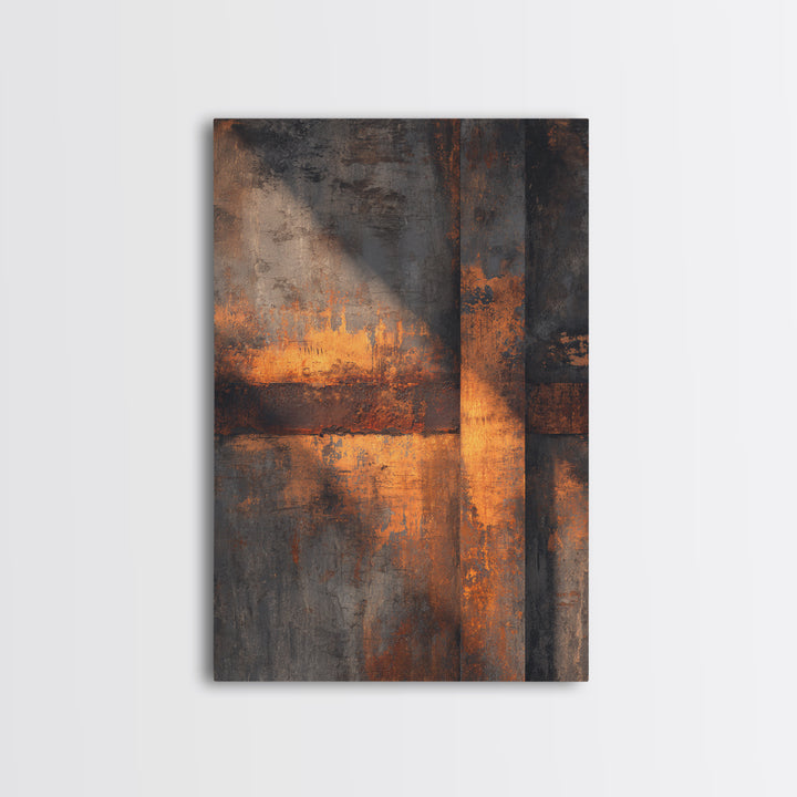 Exposed Brick Texture Abstract Framed Canvas Print, Industrial Art, Abstract Painting, Living Room Decor, Abstract Art, Foundry, IND-2x3-60