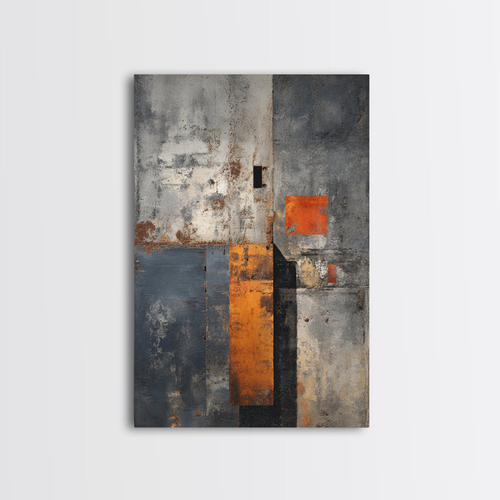 Concrete Wall Abstract Canvas Print, Industrial Art, Steampunk Decor, Living Room Decor, Fine Art, Foundry, Luxury Decor, IND-2x3-65