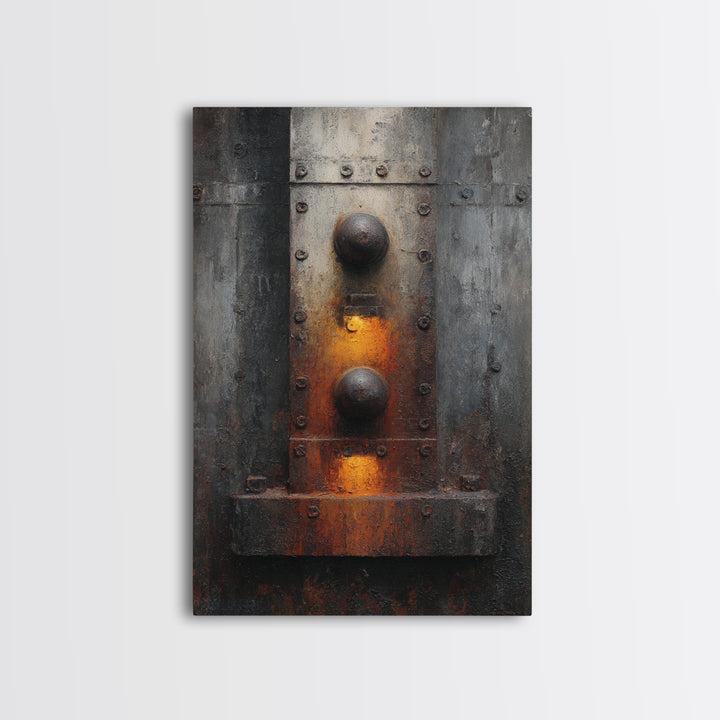 Riveted Metal Panel Texture Study Framed Canvas Print, Industrial Art, Printable Art, Living Room Decor, Fine Art, Foundry, IND-2x3-78