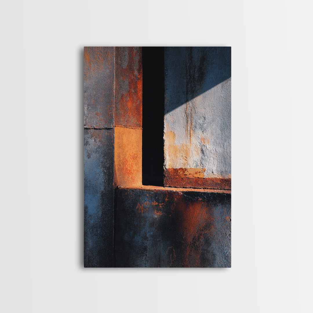 Abstract Smoke and Steel Shapes Framed Canvas Print, Industrial Art, Metal Art, Living Room Decor, Abstract Art, Foundry, IND-2x3-80