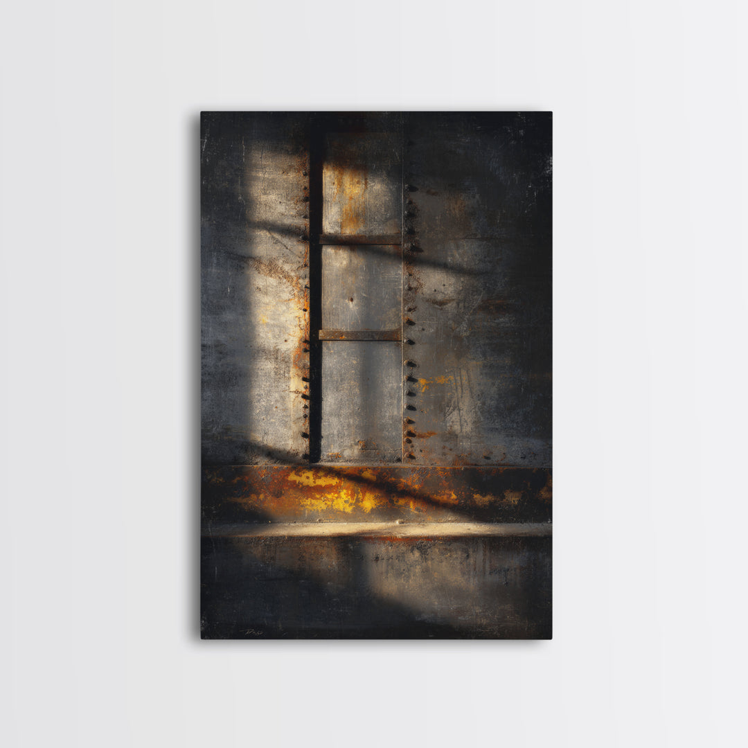 Old Factory Window Canvas Print, Industrial Art, Abstract Wall Art, Living Room Decor, Fine Art, Foundry, Black and White Art, IND-2x3-82