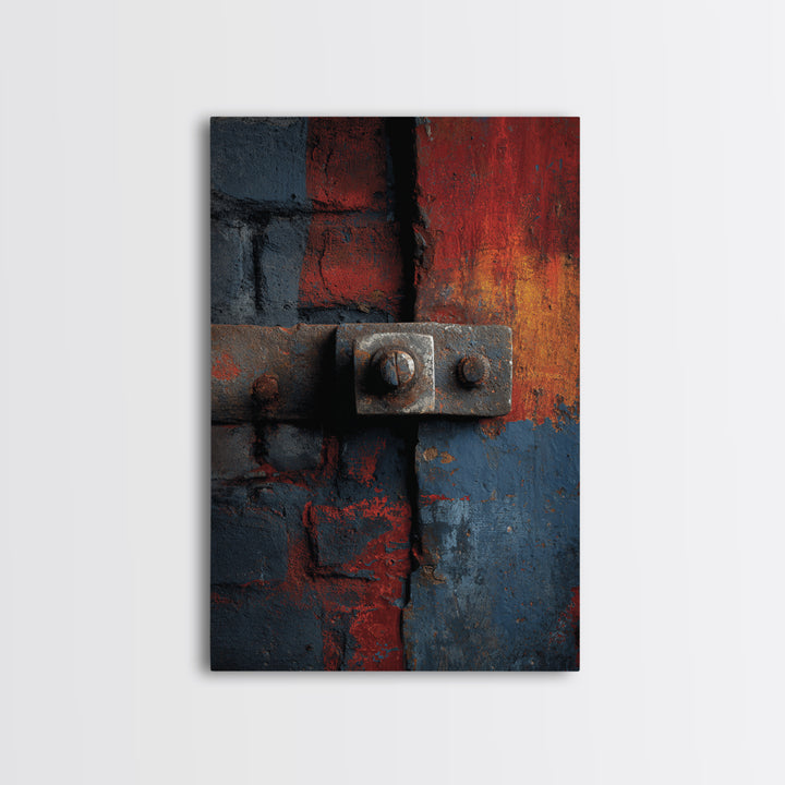 Exposed Brick Texture Abstract Framed Canvas Print, Industrial Art, Wall Art, Living Room Decor, Abstract Art, Foundry, IND-2x3-84