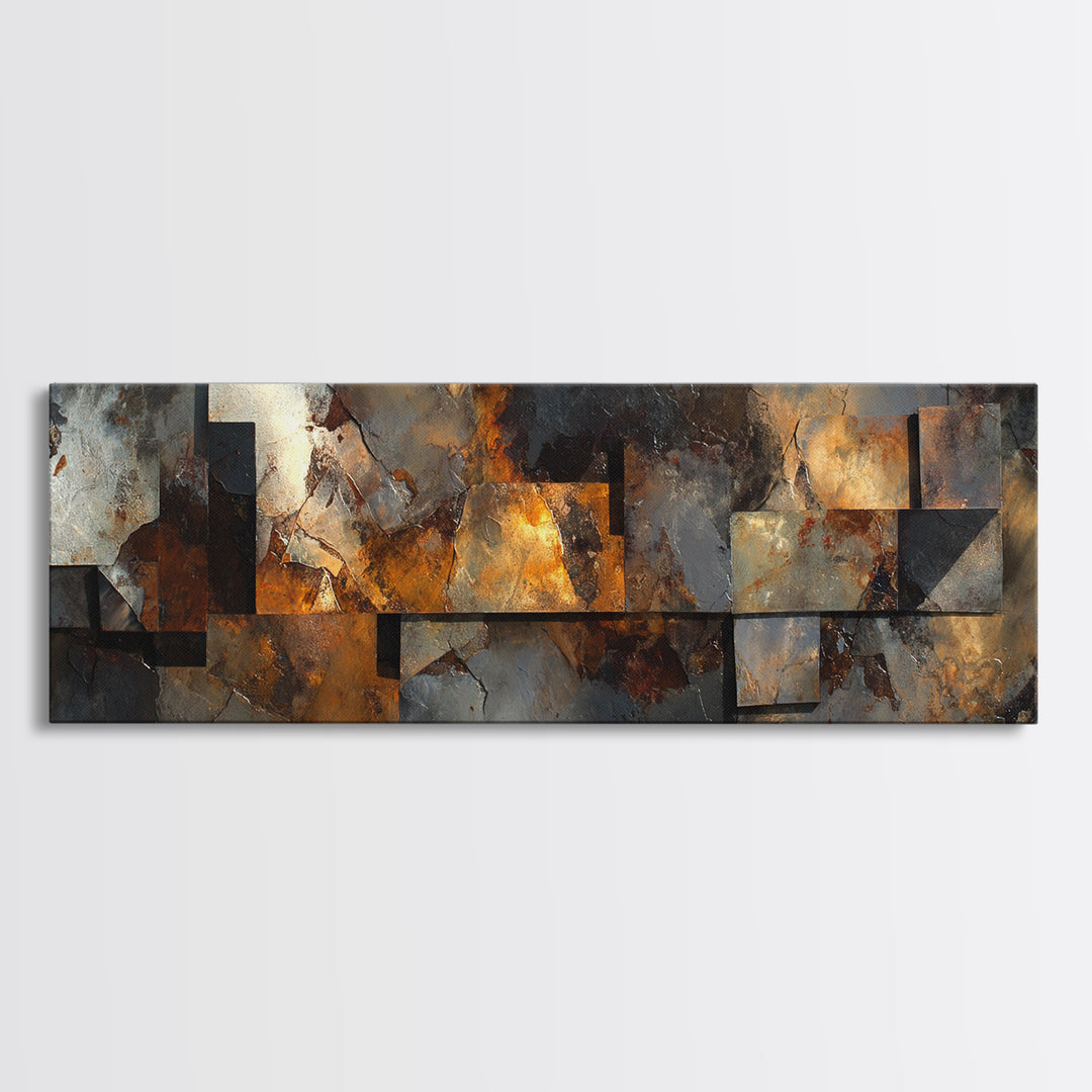 Abstract Smoke and Steel Shapes Canvas Print, Industrial Art, Modern Decor, Living Room Decor, Fine Art, Foundry, Wall Decor, IND-3x1-40