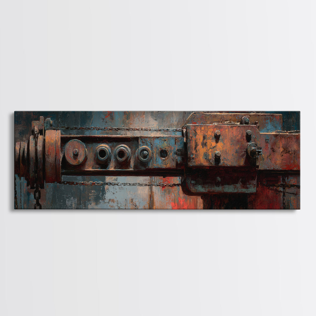 Warehouse Crane Silhouette Canvas Print, Industrial Art, Abstract Wall Art, Living Room Decor, Foundry, Black and White Art, IND-3x1-71