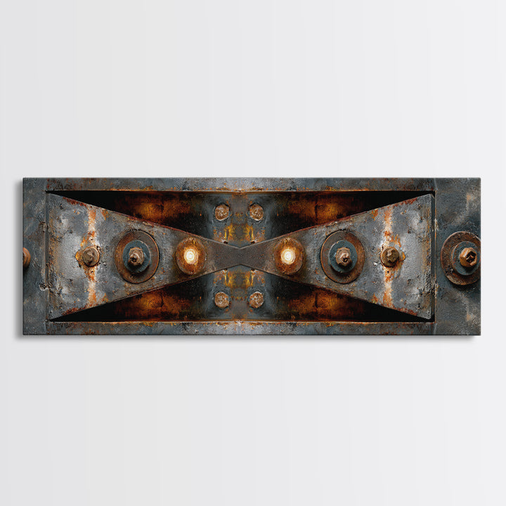 Steel Beams Crossing Like Abstract Lines Framed Canvas Print, Industrial Art, Living Room Art, Living Room Decor, Foundry, IND-3x1-9