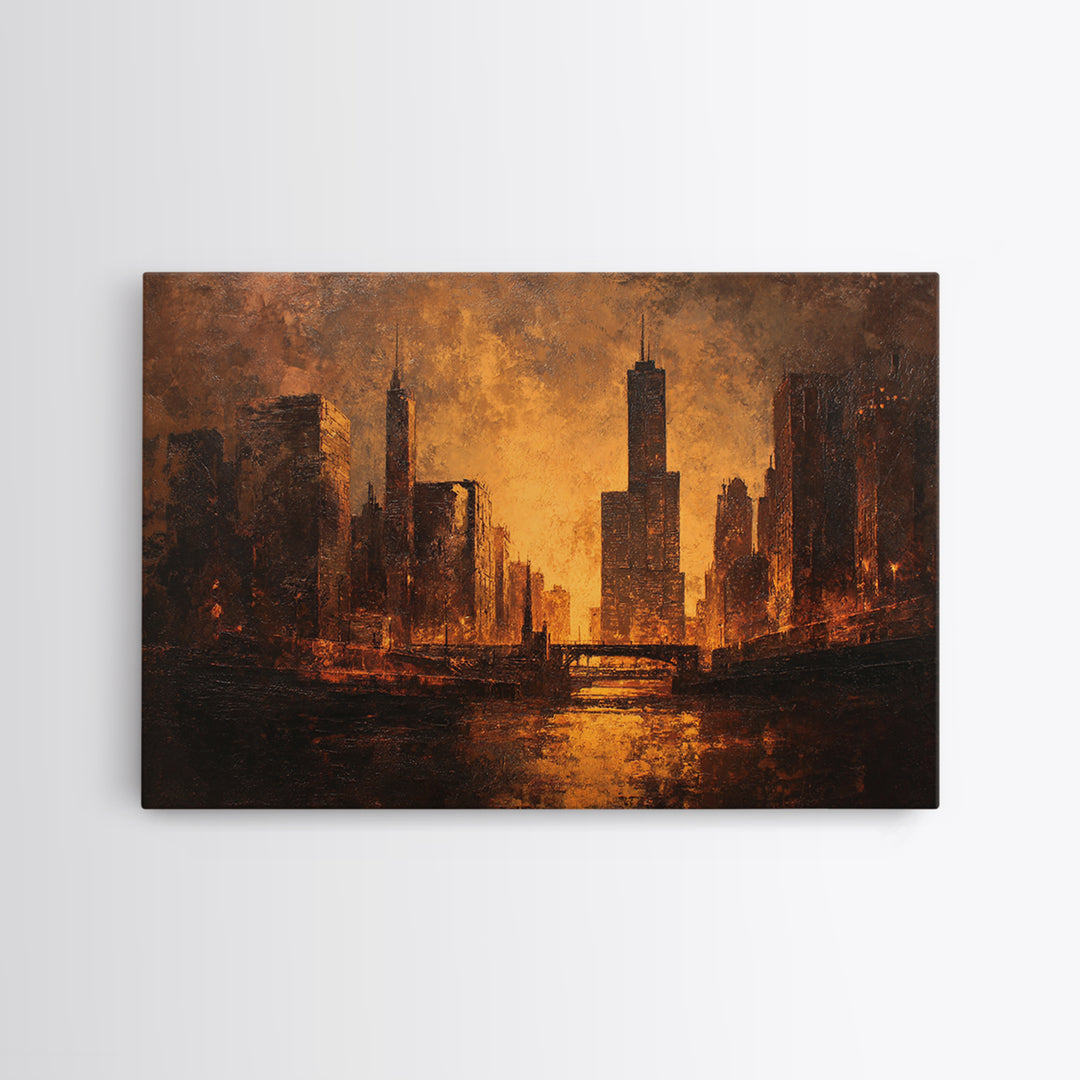 Industrial City Skyline Canvas Print, Industrial Art, Modern Decor, Living Room Decor, Abstract Art, Foundry, Wall Decor, IND-3x2-16