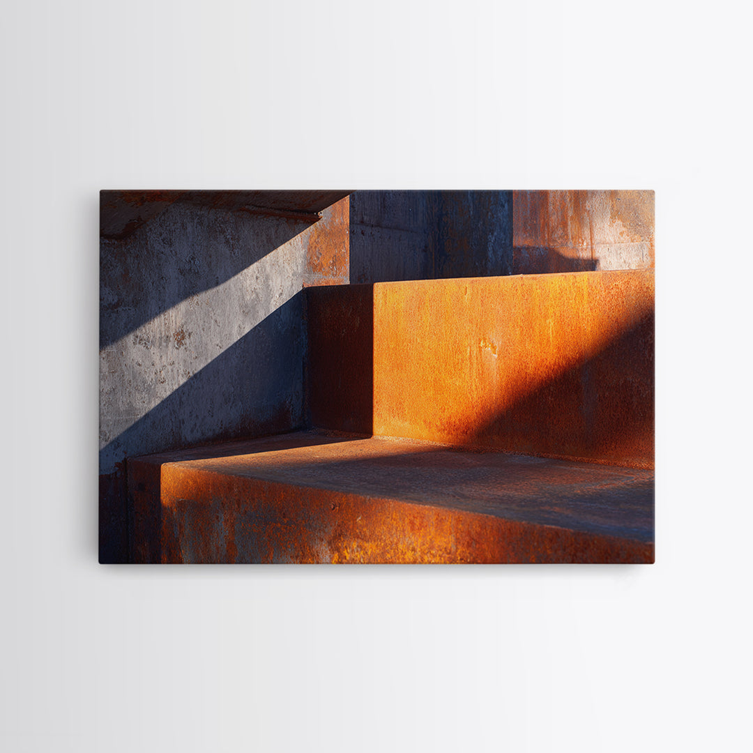 Abstract Smoke and Steel Shapes Framed Canvas Print, Industrial Art, Texas Art, Living Room Decor, Abstract Art, Foundry, IND-3x2-28