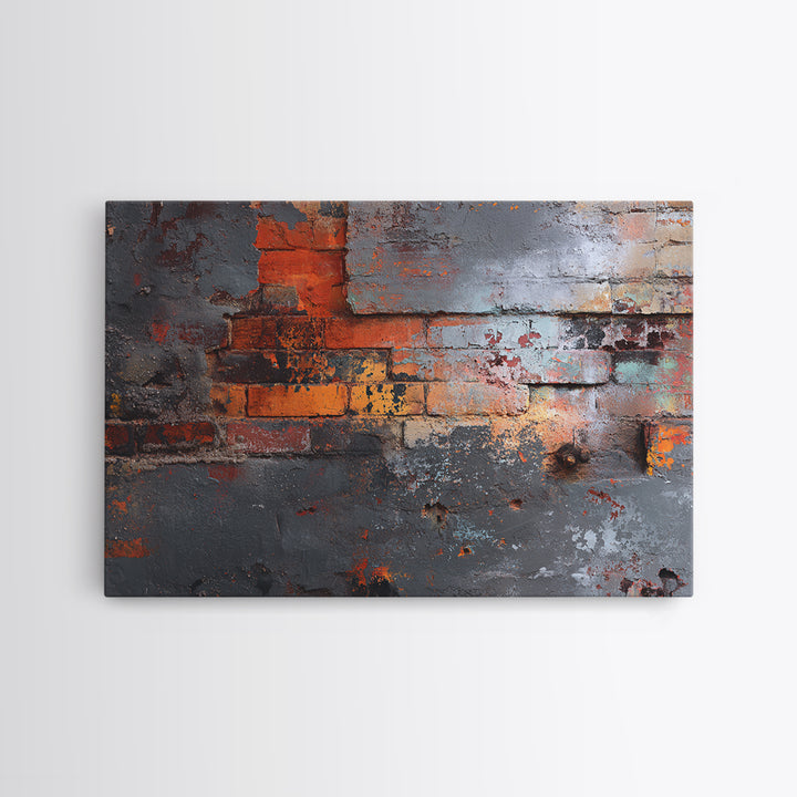 Exposed Brick Texture Abstract Canvas Print, Industrial Art, Digital Prints, Living Room Decor, Abstract Art, Foundry, IND-3x2-56