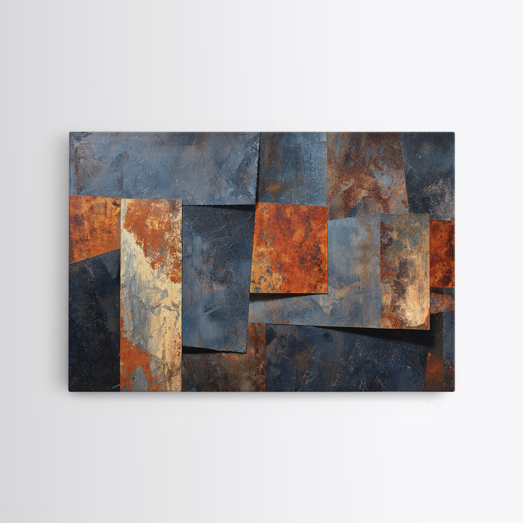 Abstract Smoke and Steel Shapes Canvas Print, Industrial Art, Decor, Living Room Decor, Abstract Art, Foundry, IND-3x2-76