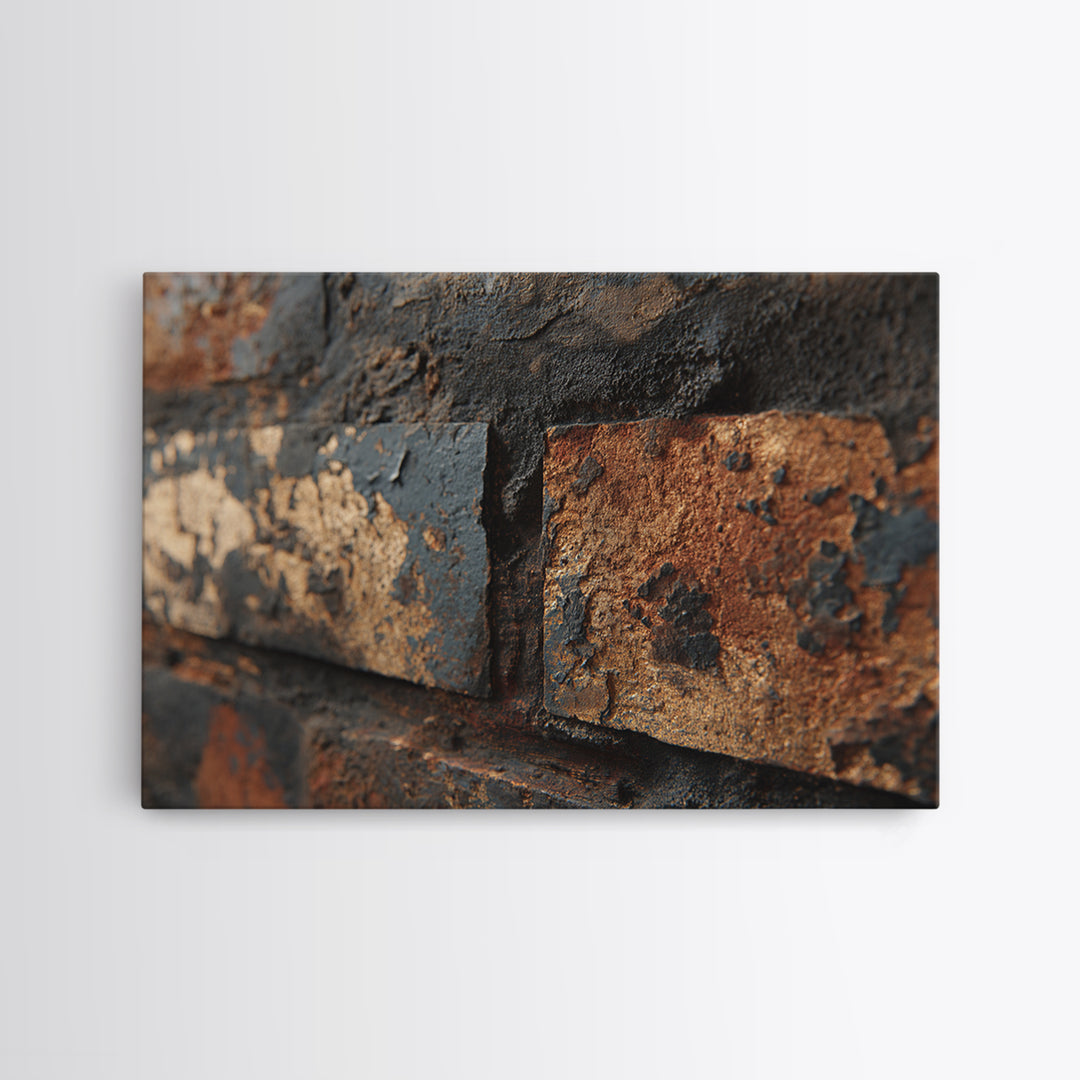 Exposed Brick Texture Abstract Framed Canvas Print, Industrial Art, Gallery Decor, Living Room Decor, Fine Art, Foundry, IND-3x2-8