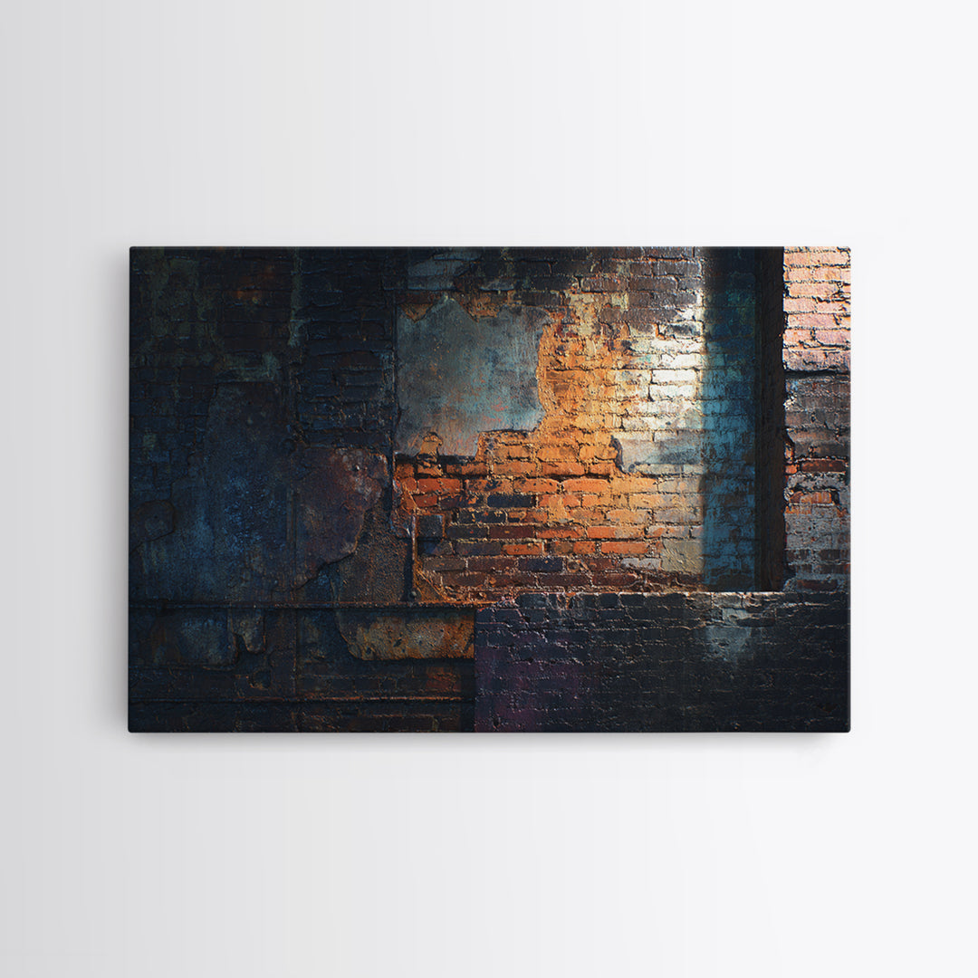 Exposed Brick Texture Abstract Framed Canvas Print, Industrial Art, Wall Hanging, Living Room Decor, Abstract Art, Foundry, IND-3x2-80