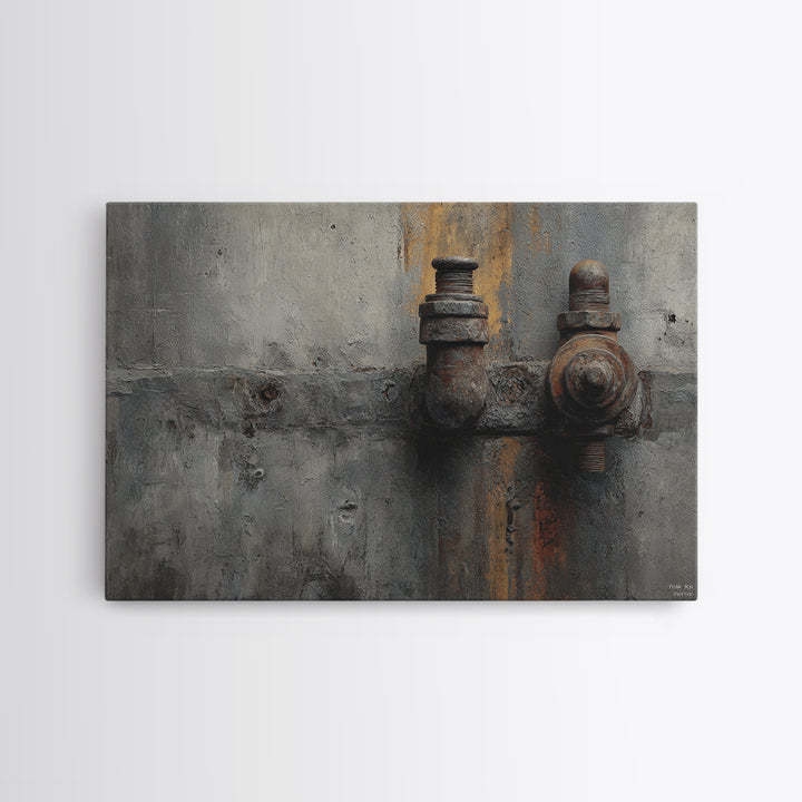 Concrete Wall Abstract Framed Canvas Print, Industrial Art, Wall Art, Living Room Decor, Abstract Art, Foundry, Original Art, IND-3x2-85