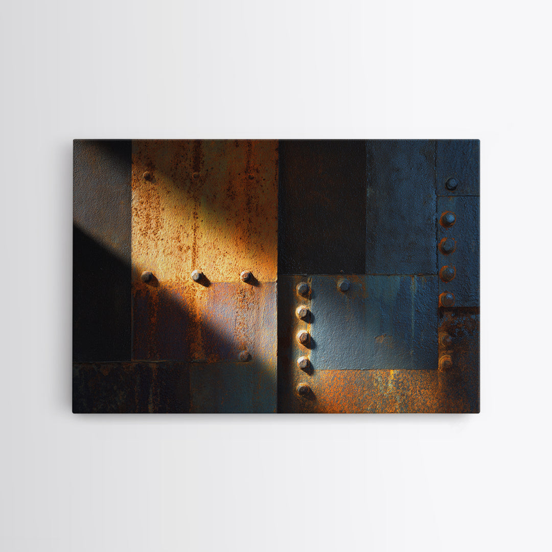 Riveted Metal Panel Texture Study Canvas Print, Industrial Art, Modern Decor, Living Room Decor, Fine Art, Foundry, Wall Decor, IND-3x2-98