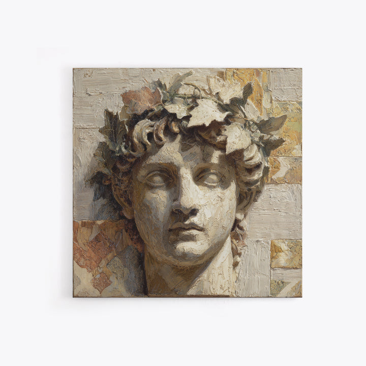 Classic Roman Statue Bust Framed Canvas Print, Italian Villa Art, Oil Painting, Living Room Decor, Villa, Farmhouse Wall Art, IVA-1x1-12