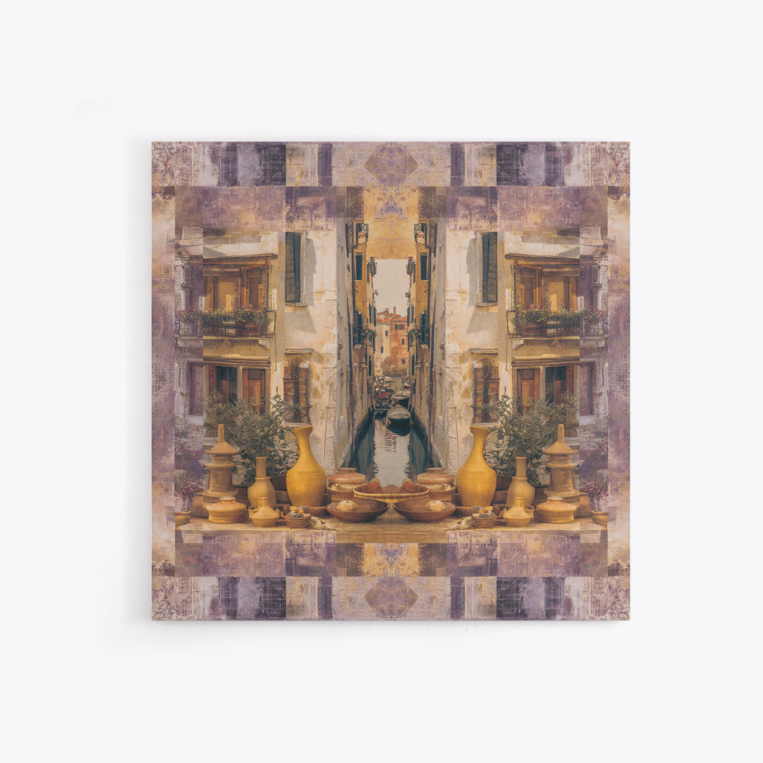 Venetian Canal Reflection Without City Crowd Canvas Print, Italian Villa Art, Large Wall Art, Living Room Decor, Villa, IVA-1x1-20