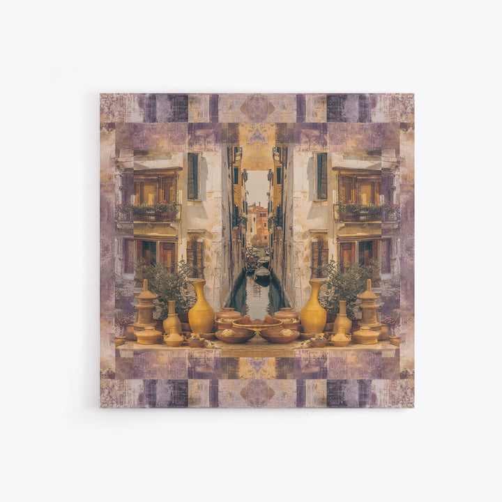 Venetian Canal Reflection Without City Crowd Canvas Print, Italian Villa Art, Large Wall Art, Living Room Decor, Villa, IVA-1x1-20