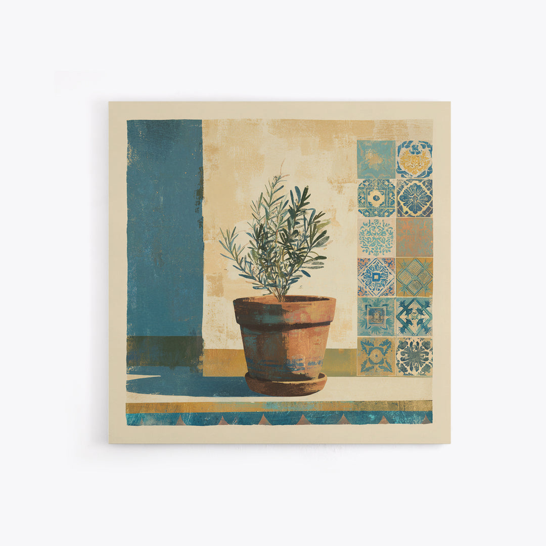Terra Cotta Pot Canvas Print, Italian Villa Art, Living Room Wall Art, Living Room Decor, Oil Painting, Villa, Gallery Wall Set, IVA-1x1-22