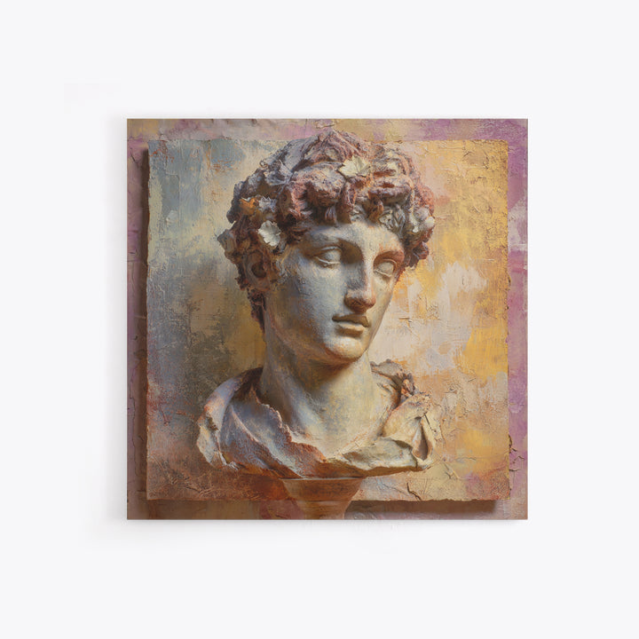 Classic Roman Statue Bust Canvas Print, Italian Villa Art, Living Room Decor, Watercolor Art, Villa, Living Room Art, IVA-1x1-36