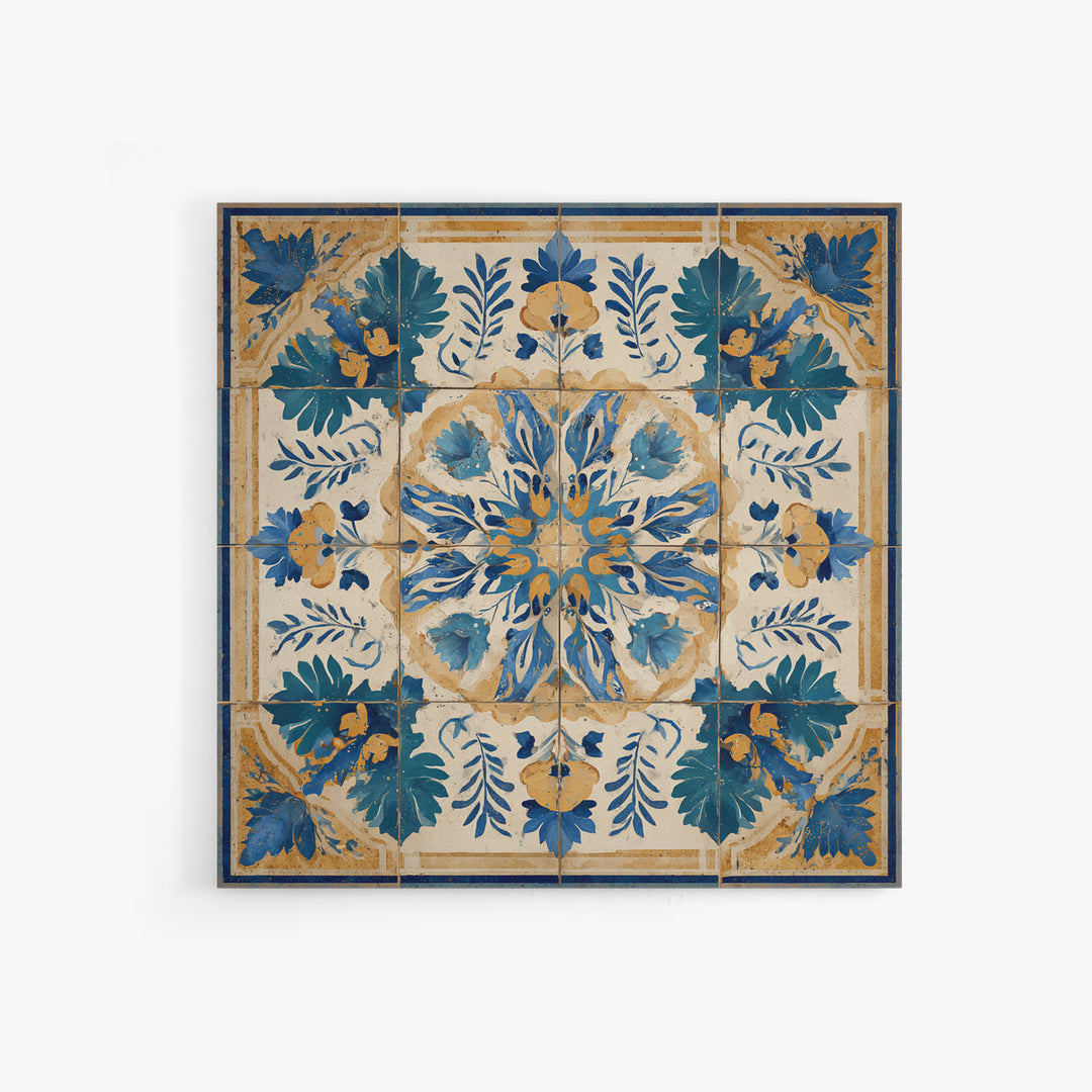 Italian Tile Pattern Framed Canvas Print, Italian Villa Art, Digital Download Art, Living Room Decor, Fine Art, Villa, IVA-1x1-41